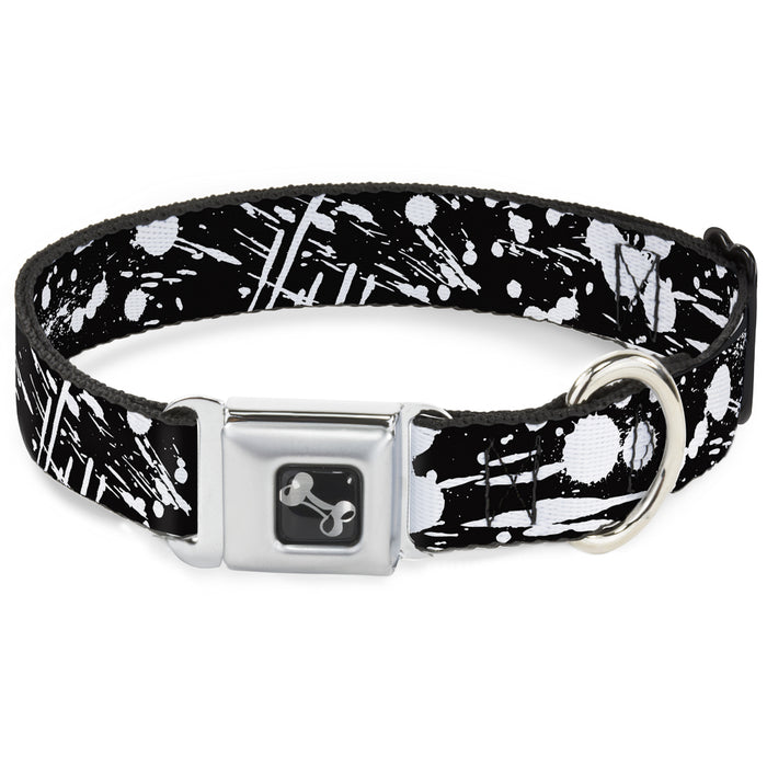 Dog Bone Seatbelt Buckle Collar - Splatter Black/White Seatbelt Buckle Collars Buckle-Down   