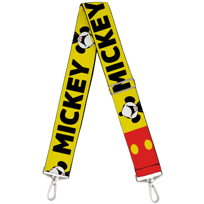 Purse Strap - MICKEY Smiling Up Pose Flip Buttons Yellow Black Red Purse Straps Disney   