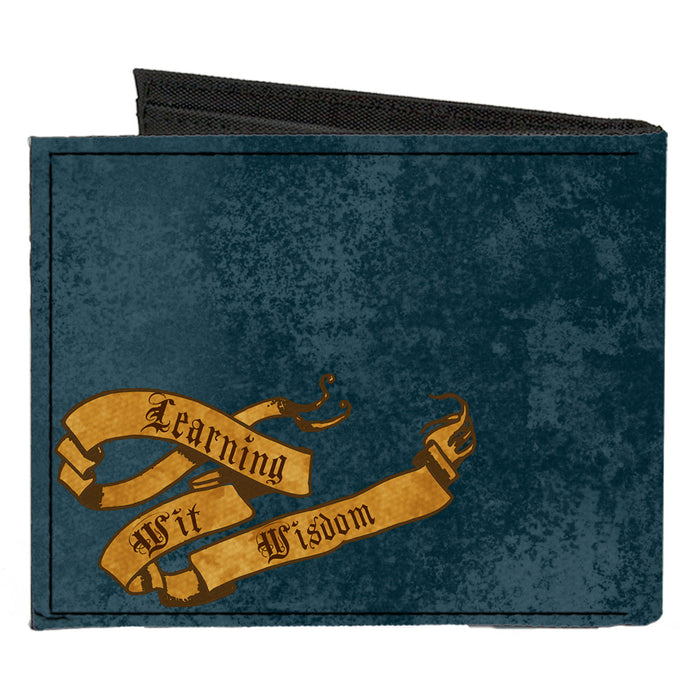 Canvas Bi-Fold Wallet - RAVENCLAW Eagle Crest + LEARNING WIT WISDOM Banner Blues Golds Canvas Bi-Fold Wallets The Wizarding World of Harry Potter   