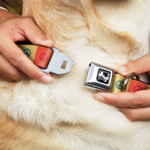 Dog Bone Seatbelt Buckle Collar - Peace Blocks Red/Yellow/Blue Seatbelt Buckle Collars Buckle-Down   