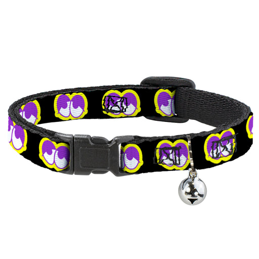 Cat Collar Breakaway - Dopey Eyes Black Yellow Purple Breakaway Cat Collars Buckle-Down   