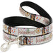 Dog Leash - Pocahontas and Meeko Compass Pose with Script and Leaves Beige Dog Leashes Disney   