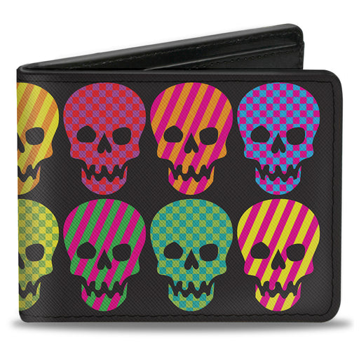 Bi-Fold Wallet - Checker & Stripe Skulls Black Multi Neon Bi-Fold Wallets Buckle-Down   