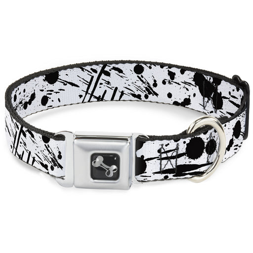 Dog Bone Seatbelt Buckle Collar - Splatter White/Black Seatbelt Buckle Collars Buckle-Down   