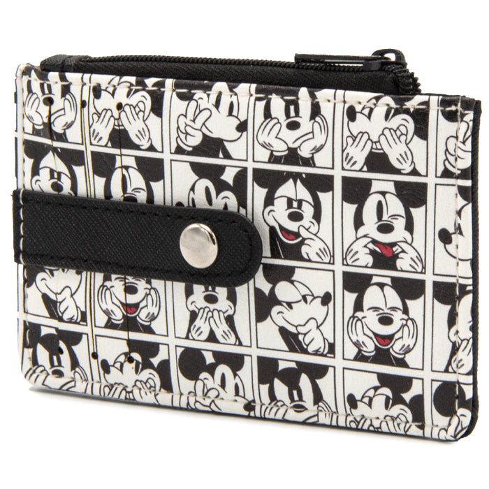 Wallet ID Card Holder - Mickey Mouse Expression Blocks White Black Red Mini ID Wallets Disney   