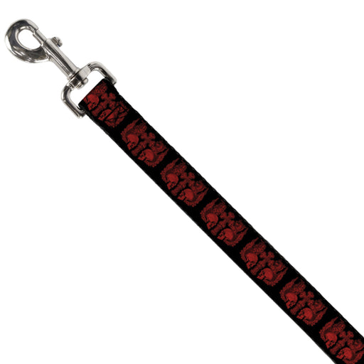 Dog Leash - BD Skulls w/Wings Black/Red Dog Leashes Buckle-Down   