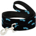 Dog Leash - Mustaches Scattered Black/Turquoise Dog Leashes Buckle-Down   