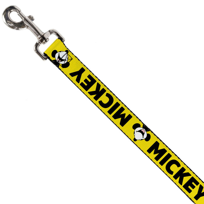 Dog Leash - MICKEY Smiling Up Pose Flip/Buttons Yellow/Black/Red Dog Leashes Disney   