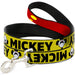 Dog Leash - MICKEY Smiling Up Pose Flip/Buttons Yellow/Black/Red Dog Leashes Disney   