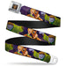 Scooby Doo Face Full Color Black Seatbelt Belt - Scooby & Shaggy Hugging w/Werewolf Man Purple Webbing Seatbelt Belts Scooby Doo   