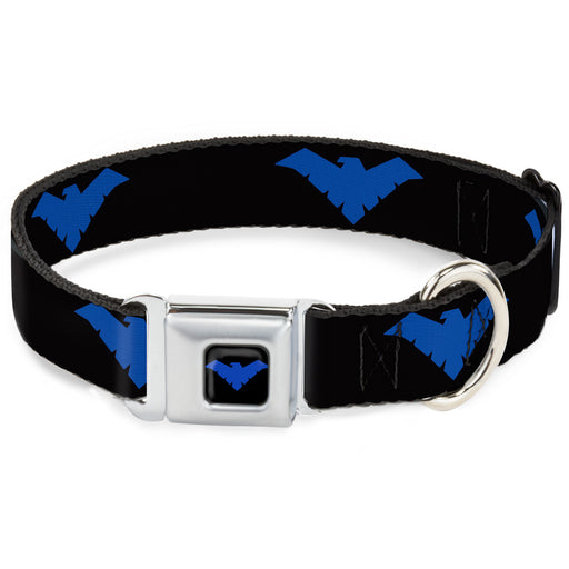 Nightwing Logo Full Color Black Blue Seatbelt Buckle Collar - Nightwing Logo Black/Blue Seatbelt Buckle Collars DC Comics   