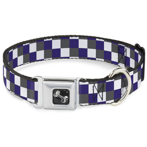 Dog Bone Seatbelt Buckle Collar - Checker Gray/Purple/White Seatbelt Buckle Collars Buckle-Down   