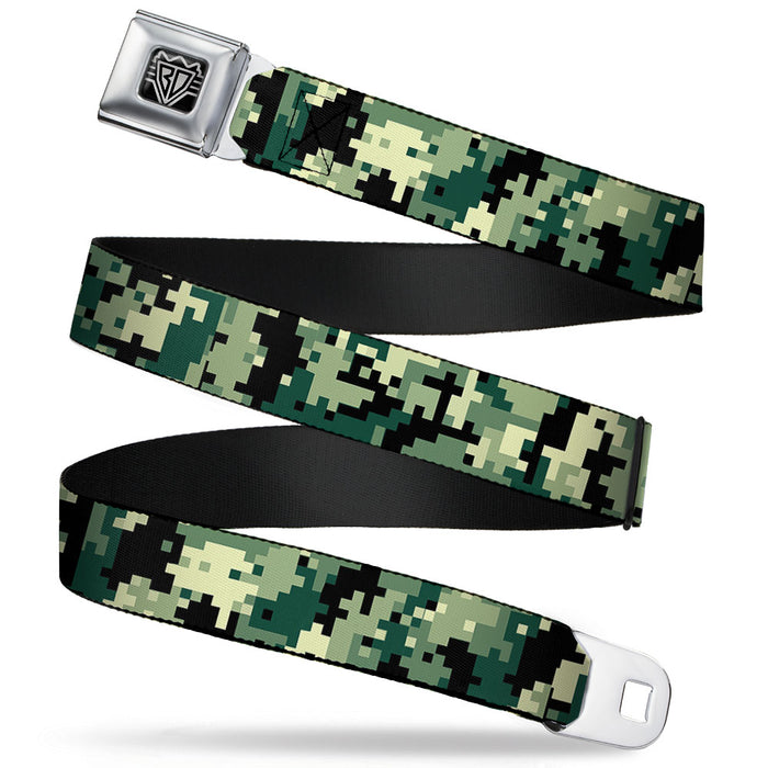 BD Wings Logo CLOSE-UP Full Color Black Silver Seatbelt Belt - Digital Camo Webbing Seatbelt Belts Buckle-Down   