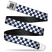 BD Wings Logo CLOSE-UP Full Color Black Silver Seatbelt Belt - Checker Sapphire Blue/White Webbing Seatbelt Belts Buckle-Down   