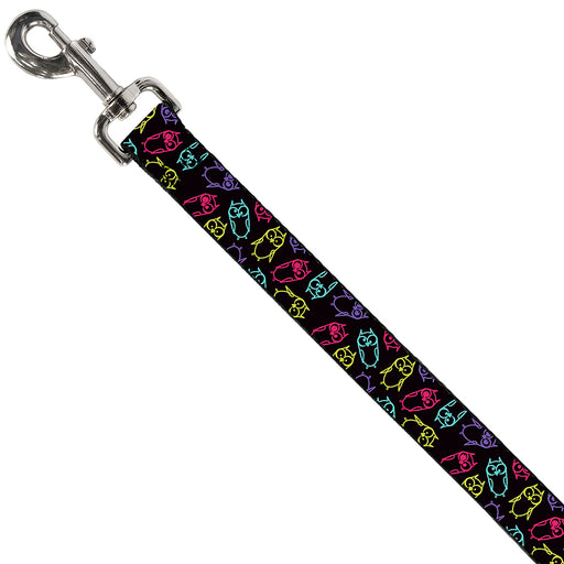 Dog Leash - Owl Sketch Black/Multi Color Dog Leashes Buckle-Down   