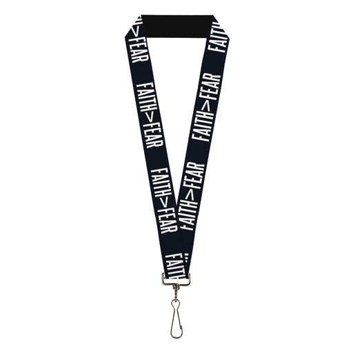 Lanyard - 1.0" - FAITH Greater Than FEAR Navy Blue White Lanyards Buckle-Down   