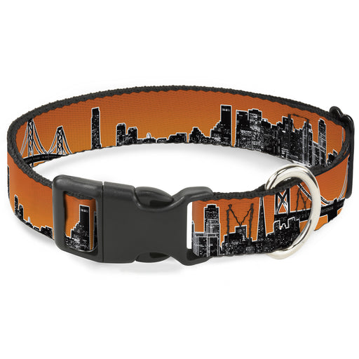 Plastic Clip Collar - San Francisco Vivid Skyline Orange Fade/Black Plastic Clip Collars Buckle-Down   