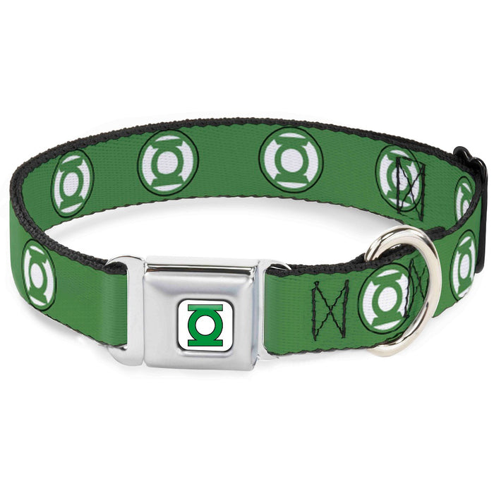 Green Lantern Logo CLOSE-UP Full Color White/Green Seatbelt Buckle Collar - Green Lantern Logo2 Green/Black/Green/White Seatbelt Buckle Collars DC Comics   
