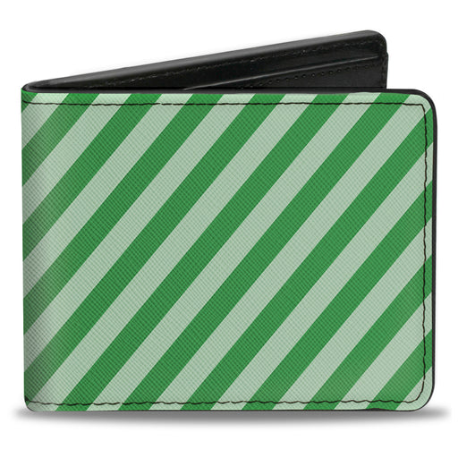 Bi-Fold Wallet - Diagonal Stripes Pastel Greens Bi-Fold Wallets Buckle-Down   