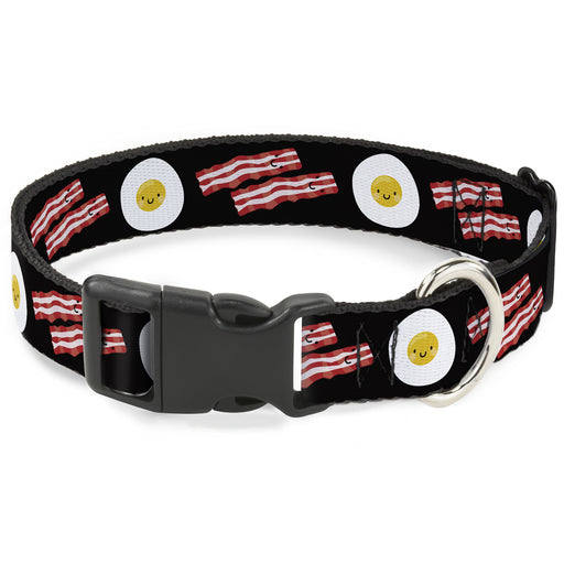 Plastic Clip Collar - Bacon & Eggs Black Plastic Clip Collars Buckle-Down   