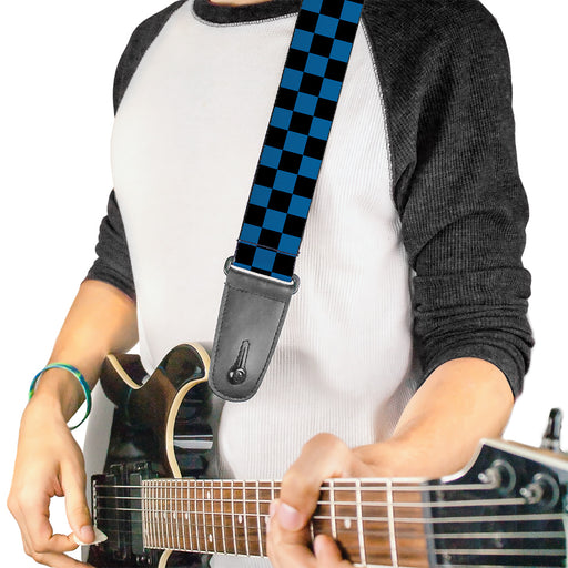 Guitar Strap - Checker Black Turquoise Guitar Straps Buckle-Down   