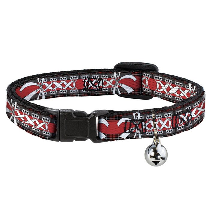 Cat Collar Breakaway - Corset Lace Up w Bow Red Plaid Red Breakaway Cat Collars Buckle-Down   