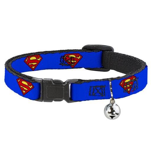 Cat Collar Breakaway - Superman Shield Blue Breakaway Cat Collars DC Comics   