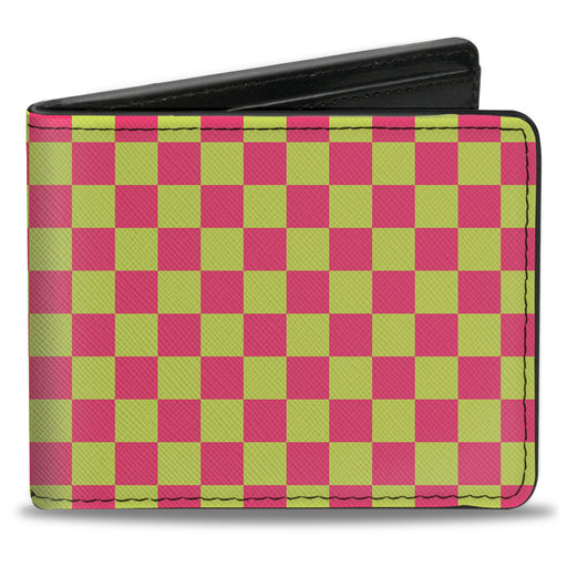 Bi-Fold Wallet - Checker Fluorescent Pink Yellow Bi-Fold Wallets Buckle-Down   
