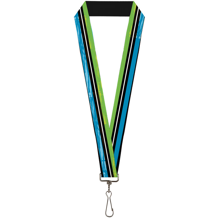 Lanyard - 1.0" - Scribble Stripes Blue Green White Lanyards Buckle-Down   