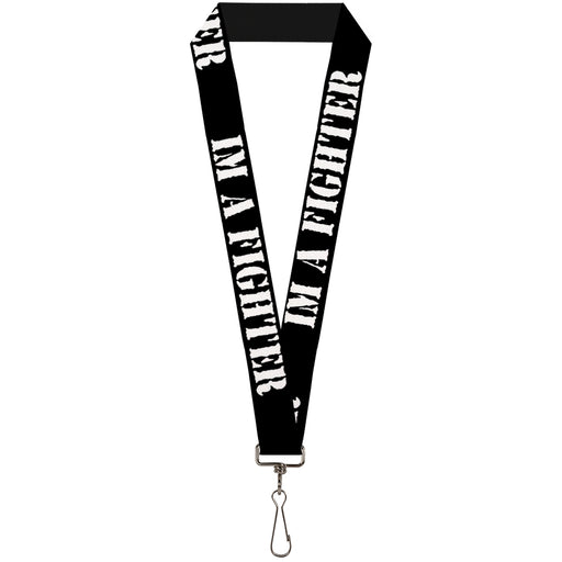 Lanyard - 1.0" - I'M A FIGHTER Black White Lanyards Buckle-Down   