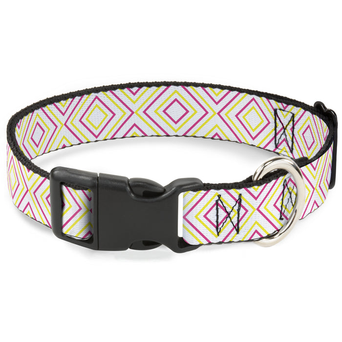 Plastic Clip Collar - Square Lines White/Fluorescent Orange/Pink/Yellow Plastic Clip Collars Buckle-Down   