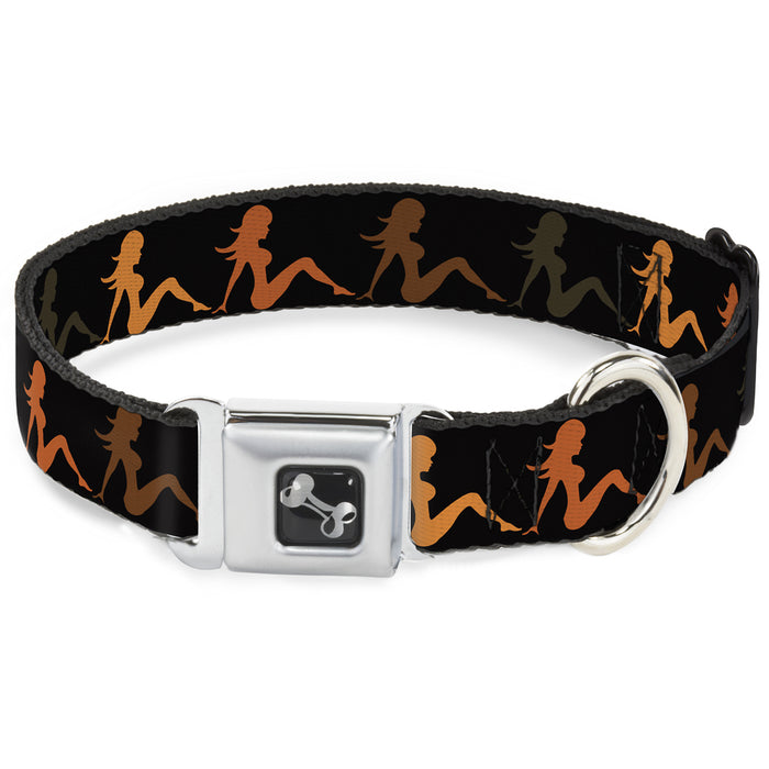 Dog Bone Seatbelt Buckle Collar - Mud Flap Girl Repeat Black/Orange Fade Seatbelt Buckle Collars Buckle-Down   