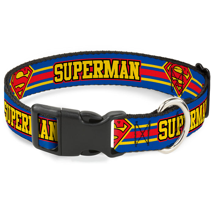 Plastic Clip Collar - SUPERMAN/Shield Stripe Blue/Yellow/Red Plastic Clip Collars DC Comics   
