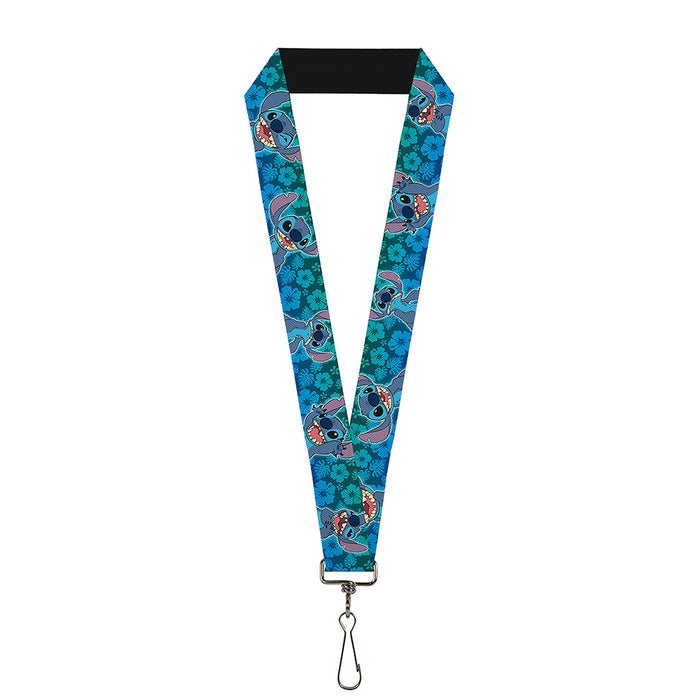 Lanyard - 1.0" - Stitch Expressions Hibiscus Collage Green-Blue Fade Lanyards Disney   