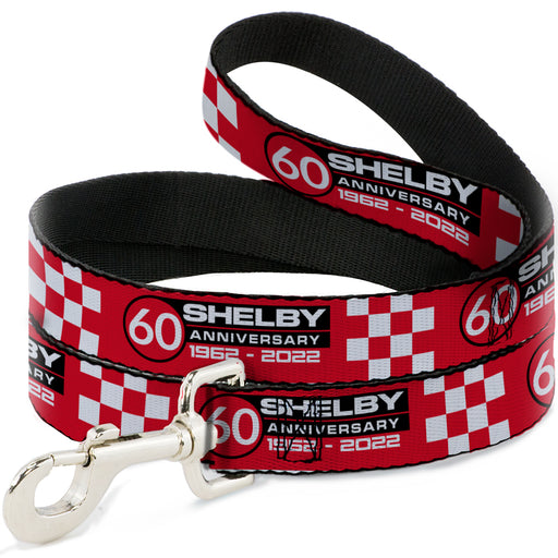 Dog Leash - SHELBY 60th ANNIVERSARY Checker Red/Black/White Dog Leashes Carroll Shelby   
