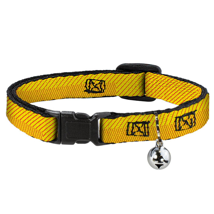 Cat Collar Breakaway - Hash Mark Stripe Yellow Red Breakaway Cat Collars Buckle-Down   