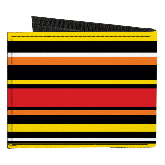 Canvas Bi-Fold Wallet - Fine Stripes Balck Yellows Orange Red White Canvas Bi-Fold Wallets Buckle-Down   