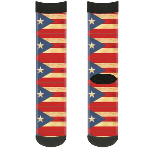 Sock Pair - Polyester - Puerto Rico Flag Continuous Vintage - CREW Socks Buckle-Down   