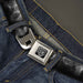 BD Wings Logo CLOSE-UP Full Color Black Silver Seatbelt Belt - Smoke Black/Grays Webbing Seatbelt Belts Buckle-Down   