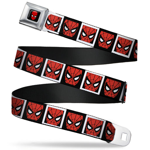 MARVEL UNIVERSE Spider-Man Full Color Seatbelt Belt - Spider-Man Face Black/White Blocks Webbing Seatbelt Belts Marvel Comics   