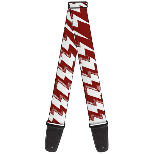 Guitar Strap - Lightning Bolts Sketch Red White Guitar Straps Buckle-Down   