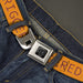 BD Wings Logo CLOSE-UP Black/Silver Seatbelt Belt - TRIGGERED Orange/Burgundy Webbing Seatbelt Belts Buckle-Down   