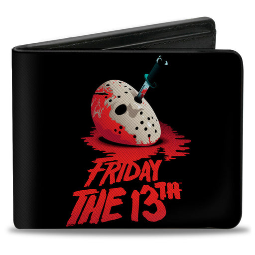 Bi-Fold Wallet - FRIDAY THE 13TH Vintage Jason Mask Poster Black Red Bi-Fold Wallets Warner Bros. Horror Movies   
