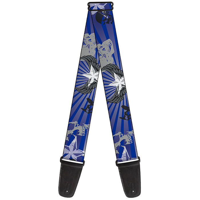 Guitar Strap - Die Hard Skulls & Stars1 Blue Grays Guitar Straps Buckle-Down   