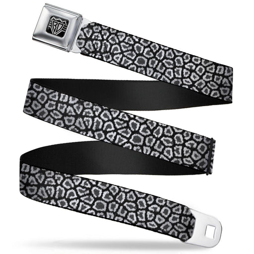BD Wings Logo CLOSE-UP Full Color Black Silver Seatbelt Belt - Leopard Black Webbing Seatbelt Belts Buckle-Down   