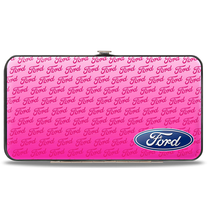 Hinged Wallet - Ford Oval CORNER w Text PINK Hinged Wallets Ford   