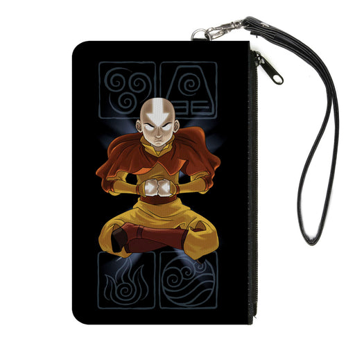 Canvas Zipper Wallet - SMALL - Avatar the Last Airbender Aang Meditating Pose Bending Elements Icons Black Grays Canvas Zipper Wallets Nickelodeon   