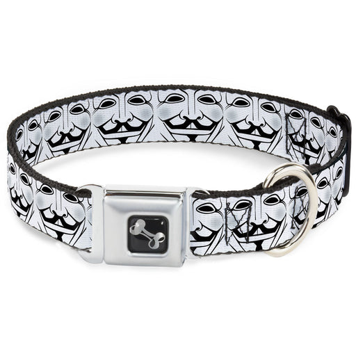 Dog Bone Seatbelt Buckle Collar - Anonymous Face CLOSE-UP Repeat White/Black/Gray Seatbelt Buckle Collars Buckle-Down   