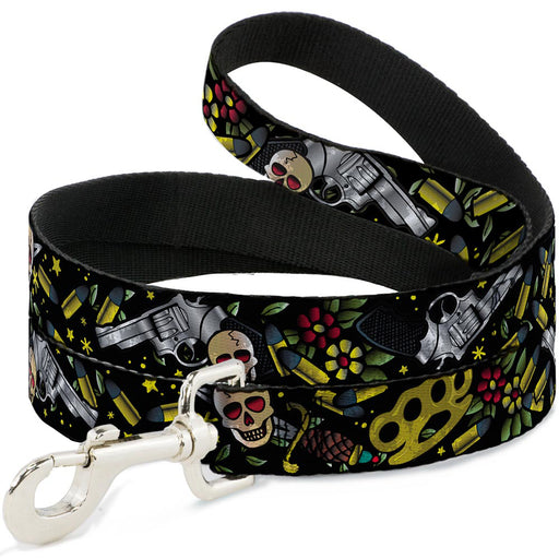 Dog Leash - Born to Raise Hell CLOSE-UP Black Dog Leashes Buckle-Down   