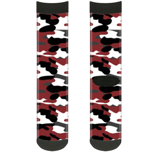 Sock Pair - Polyester - Camo Red Black Gray White - CREW Socks Buckle-Down   
